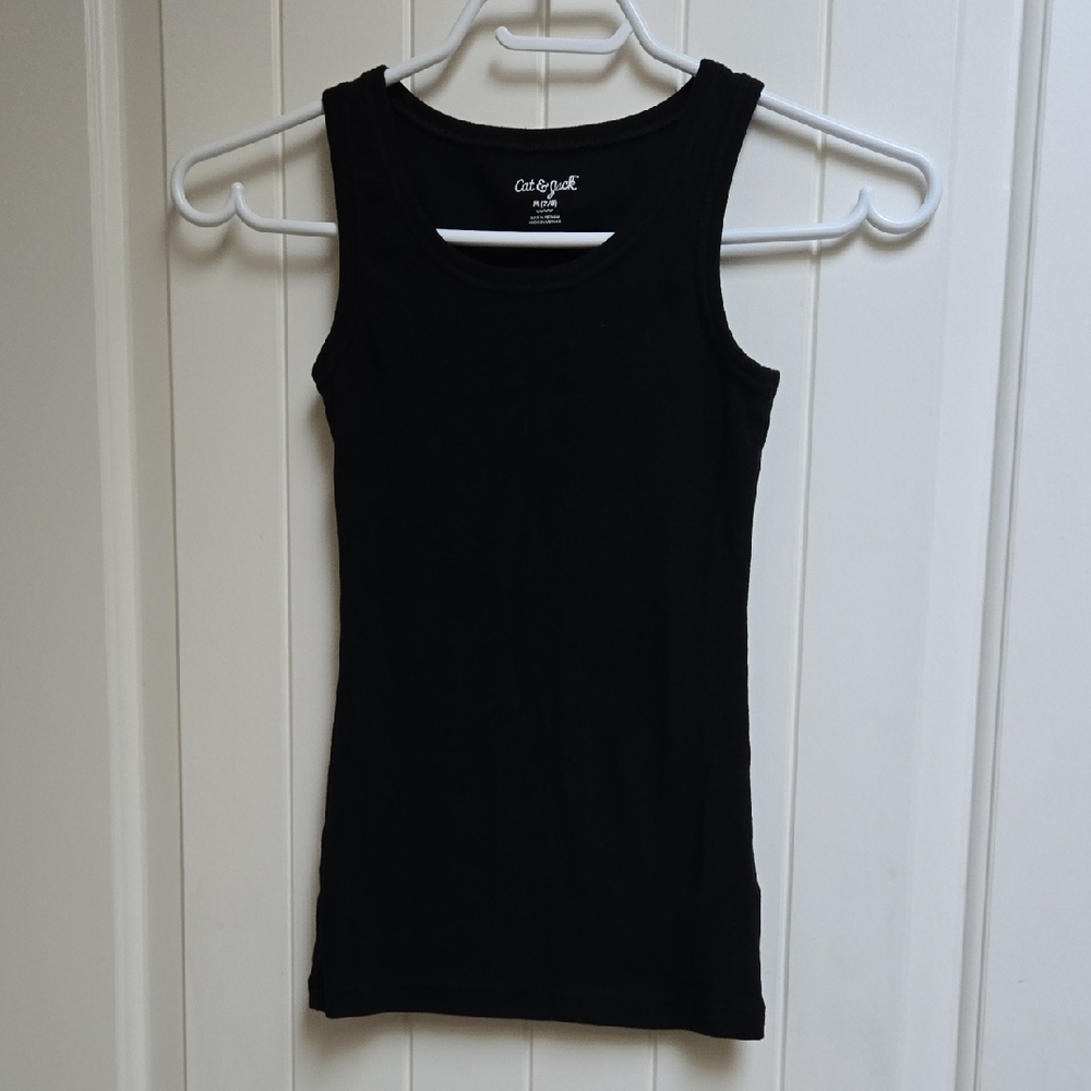 Cat & Jack Children Cotton 7/8 Solid Black Tank Top Gymnastics Dance Cheer Camp